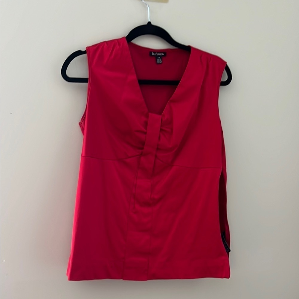 Le Chateau Sleeveless V-Neck Blouse Pink Size Large